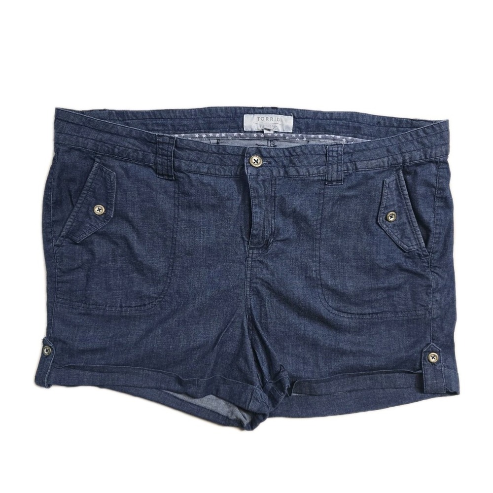Torrid Women's Blue Denim Shorts  20‎ Blue Cotton Blend  Fot Ar First